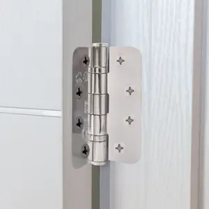 EAI 4" Fire Door Hinges 4" Stainless Steel Grade 13  - 102x76x3mm - RADIUS - Polished  - Pair - Including Screws