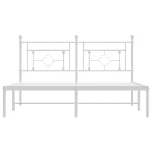 Berkfield Metal Bed Frame without Mattress with Headboard White 150x200cm