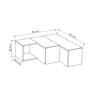 Decortie Compact Modern TV Unit Multimedia Centre White with Storage TV Cabinet 94.2cm