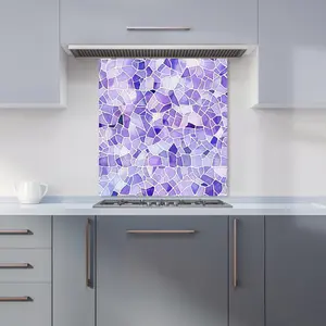 Purple and White Mosaic Design Premium Glass Kitchen Splashback W900mm x H750mm