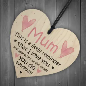 I Love You Mum Wood Heart Mothers Day Birthday Gift For Mum From Daughter Son