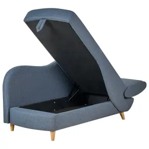 Right Hand Fabric Chaise Lounge with Storage Blue MERI II