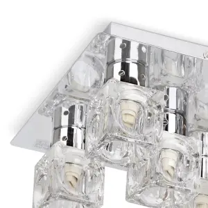 ValueLights Ritz Modern Chrome Ice Cube 5 Way Flush Ceiling Spotlight - Complete 3w G9 LED Light Bulbs 3000K Warm White