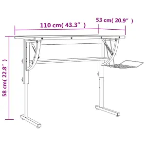 Berkfield Craft Desk White&Grey 110x53x(58-87) cm Engineered Wood&Steel