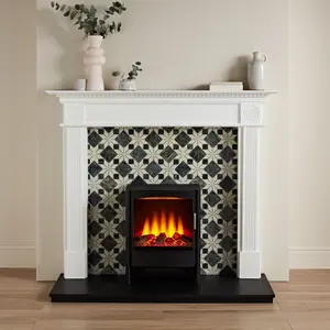 Focal Point Woodthorpe White & black MDF Timeless Fireplace surround set