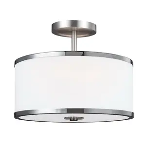 2 Bulb Ceiling Pendant Light Fitting Satin Nickel Chrome LED E27 100W Bulb