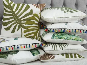 Set of 2 Cushions DIANELLA 45 x 45 cm Plant Dark Green