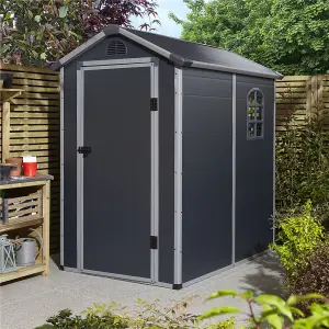 4 x 6 Single Door Apex Plastic Shed (Dark Grey)