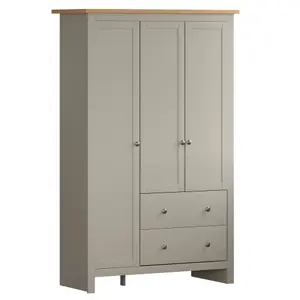 Vida Designs Arlington Grey 3 Door 2 Drawer Wardrobe (H)1800mm (W)1090mm (D)520mm