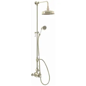 ENKI Downton English Gold White Traditional 2-Outlet Brass Thermostatic Shower Set 200mm