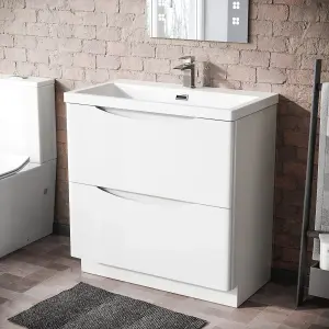 Nes Home Lyndon Modern 800mm White Basin Sink Flat Pack Vanity