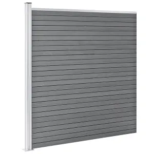 Berkfield WPC Fence Set 9 Square + 1 Slanted 1657x186 cm Grey