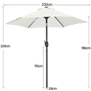 Yaheetech Cream 2.3m Tiltable Patio Parasol Market Umbrella with Crank