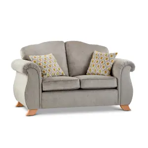 Fairhurst Soft Textured Scroll Arm Grey Fabric 2 Seater