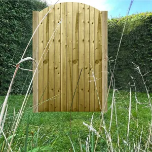 Premier Garden Supplies Pedestrian Gate 180cm (6ft) High x 105cm Wide Feather Edge Arch Top Semi-Braced Single Swing Gate