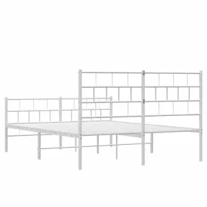 Berkfield Metal Bed Frame with Headboard and Footboard White 140x190 cm