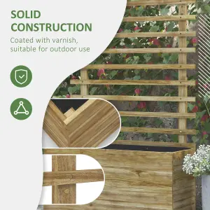 Outsunny Garden Wooden Trellis Planter Box Raised Bed w/ 4 Wheels, Natural