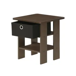 Joseph Side Table Nightstand with Bin Drawer, 2 per set (Set of 2) Dark Brown