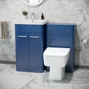 Nes Home Sudbury 500mm Freestanding Vanity Unit with Basin, Back to Wall toilet, WC unit Royal Blue