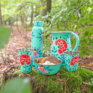 BillyCan Hand-Painted Picnic Cup - 300ml - Mint Peony