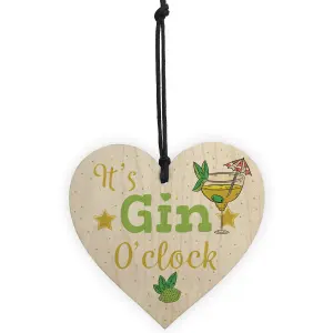 Red Ocean Handmade Gin Sign Gin Tonic Gift Wooden Heart Plaque Friend House Warming Bar Gift