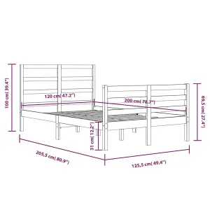 Berkfield Bed Frame White Solid Wood Pine 120x200 cm