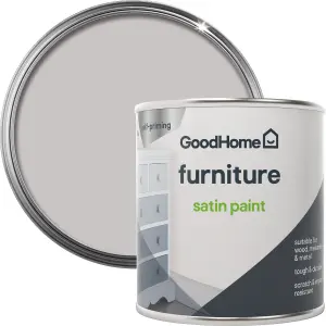 GoodHome White plains Satin Furniture paint, 125ml