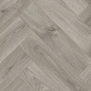 Grey Herringbone Wood Effect Vinyl Flooring For LivingRoom, Kitchen, 2.8mm Vinyl Sheet-9m(29'5") X 3m(9'9")-27m²