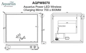 Aquarius Power LED Wireless Charging Mirror 700 x 800MM