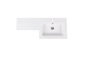 GoodHome Imandra RH Gloss White P-shaped Vanity Basin (W)110.4cm