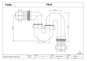 McAlpine TS10 75mm Water Seal Running Tubular Swivel 'S' Trap with Multifit Outlet