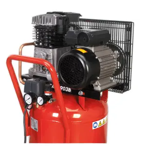 Sealey Air Compressor 90L Belt Drive Vertical 3hp 145psi 10 Bar Red SAC1903B