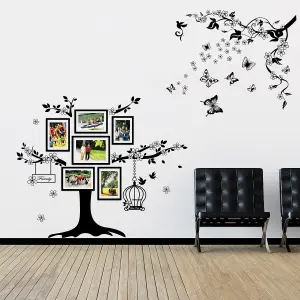 Walplus Combo Adult Photo Frame Birdcage - Butterflies Vine Wall Sticker