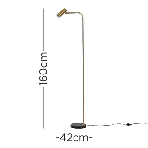 ValueLights Selbourne Modern Gold GU10 Angled Floor Lamp with Black Marble Base