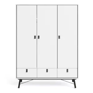 Ry Wardrobe 3 doors + 3 drawers in Matt White