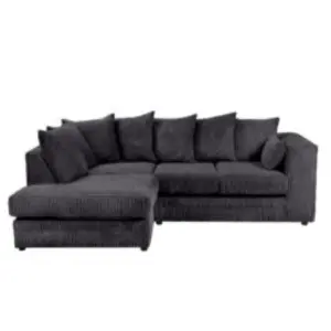 Lennox Jumbo Cord Corner Sofa Left hand facing Chaise Black