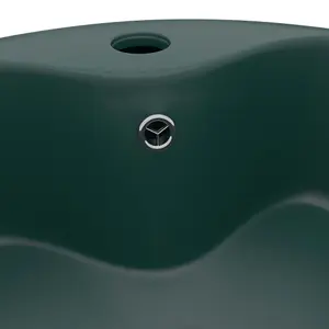 Berkfield Luxury Wash Basin with Overflow Matt Dark Green 36x13 cm Ceramic