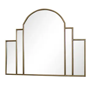 Melody Maison Large Gold Art Deco Arch Fan Mirror 80cm x 65cm