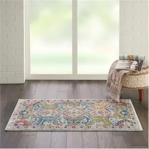 Grey/Multicolour Luxurious Floral Persian Traditional Rug for Living Room Bedroom and Dining Room-61cm X 122cm