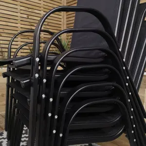 Set of 6 Outdoor Garden Patio Textilene Furniture Chairs in Black