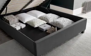 Aurora Grey Velvet Ottoman Bed King Size