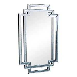 Melody Maison Grey Glass Art Deco Rectangle Wall Mirror - 80cm x 50cm