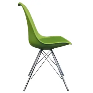 Soho Green Plastic Dining Chair with Chrome Metal Legs