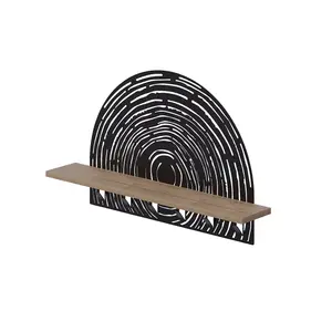 Decortie Modern Pine Wall-Mount Coat Hanger Dark Oak Effect 6 Hooks Metal Laser-cut Design Engineered Wood Shelf Storage Hallway