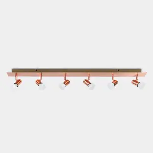 ValueLights Consul Copper Ceiling Bar Spotlight and GU10 Spotlight LED 5W Cool White 6500K Bulbs