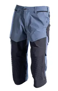 Mascot Customized Craftsmen's 3/4 Trousers with Kneepad Pockets - Stone Blue/Dark Navy  (29.5) (Leg Length - Regular)