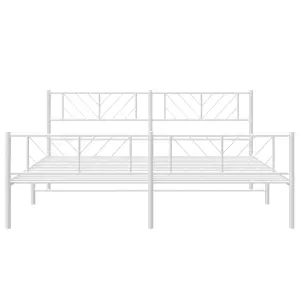 Berkfield Metal Bed Frame with Headboard and Footboard White 200x200 cm