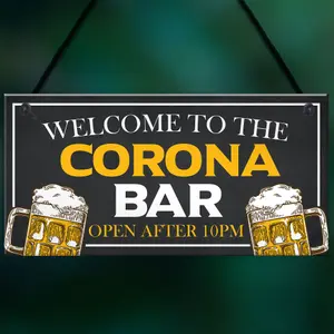 Novelty CORONA BAR Sign Open After 10 Home Bar Pub Garden Sign Home Decor