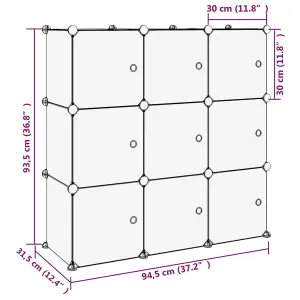 Storage Cube Organiser with 9 Cubes and Doors Black PP