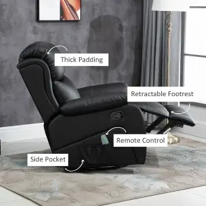 HOMCOM Massage Recliner Chair Manual Reclining Chair with Footrest Remote Black